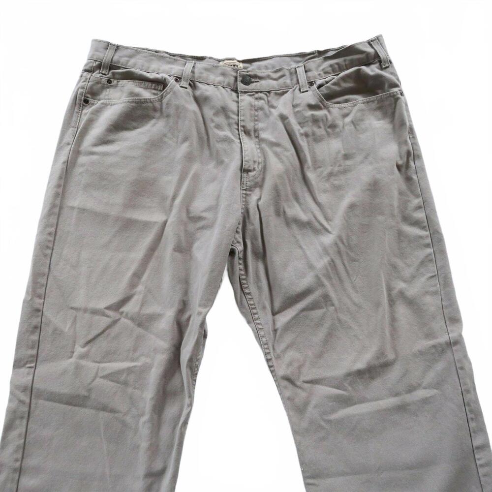 Schmidt Mens Cotton Beige Denim Straight Leg Jeans Tag 46x30 Hemmed to 45x23